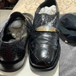 Men's Black Crocodile Pattern Dress Shoes